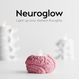 Neuroglow Teelichthalter – Gehirn-Design Halloween Deko | Gruselige Tischdeko, LED-Kerzenhalter, Gothic Home Decor | mit LED Teelicht