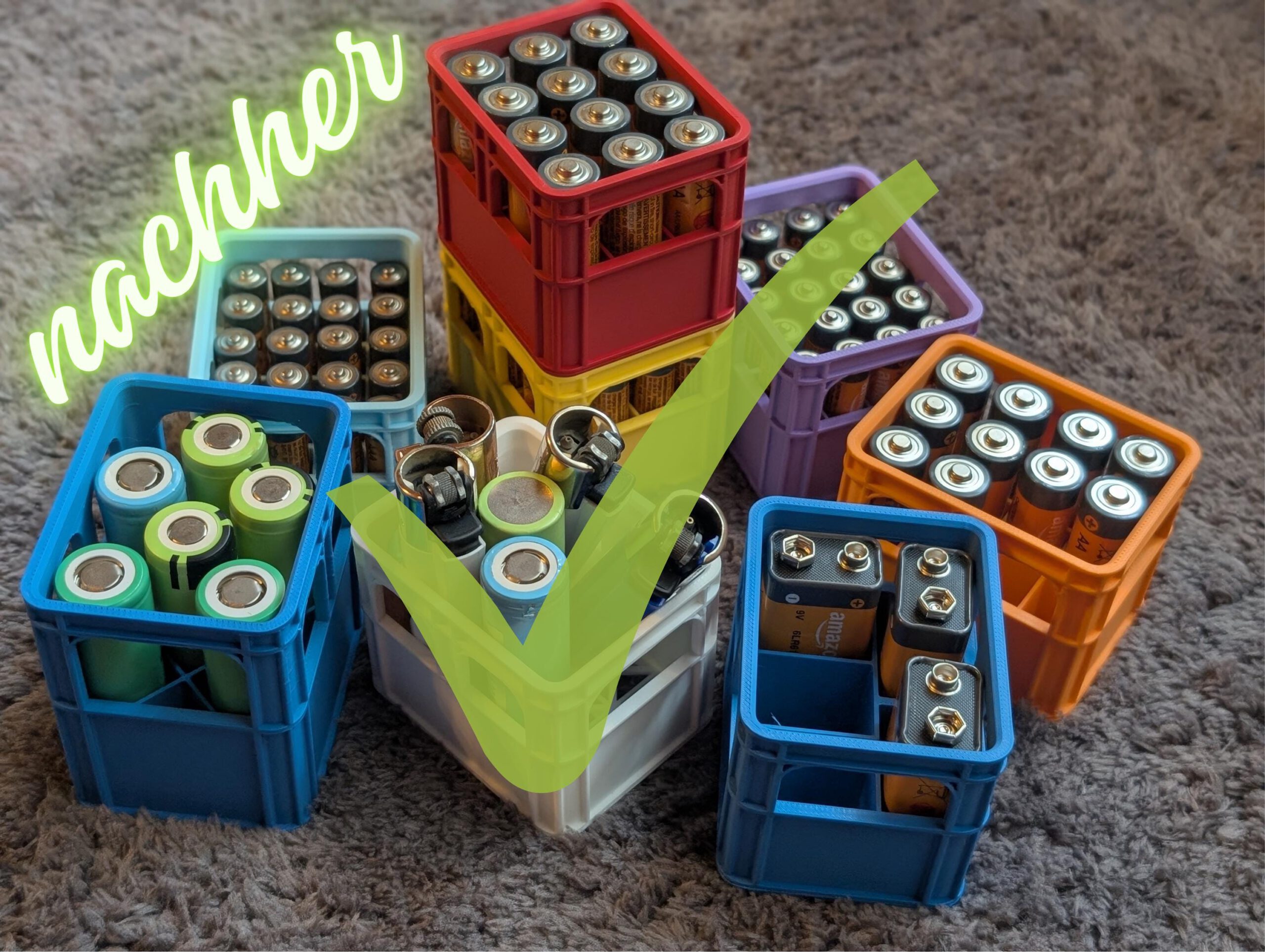 Batterie-Aufbewahrung Bierkasten | Organizer für AA, AAA, 9V, 18650 Batterien | Geschenkidee & Dekoration | 3D-Druck – Bild 4