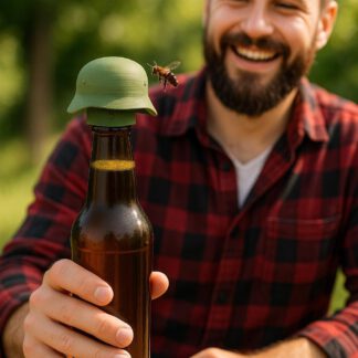 Bierflaschenhelm – Insektenschutz & lustiges Party-Gadget | Bierflasche Abdeckung in Schwarz, Grau, Weiß, Olivgrün